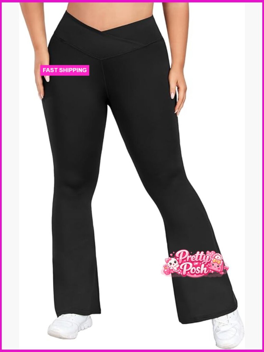 Plus Size Flare Leggings High Waist Crossover Bell Bottom Yoga Pants